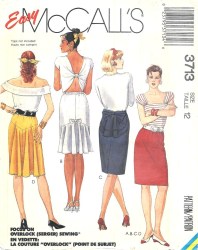 3713 PULL ON ELASTIC WST FLOUNCE BK PEPLUM SKIRTS PATTERN 14